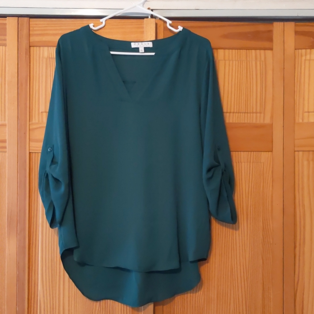 Chaus Forest Green Blouse Size L